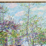 Blühende Apfelbäume auf einer sonnigen wiese thumbnail