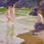 Bathers on a beach thumbnail