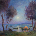 Barques et lampions la nuit sur la mer à Cagnes thumbnail