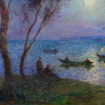 Barques et lampions la nuit sur la mer à Cagnes thumbnail