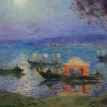 Barques et lampions la nuit sur la mer à Cagnes thumbnail