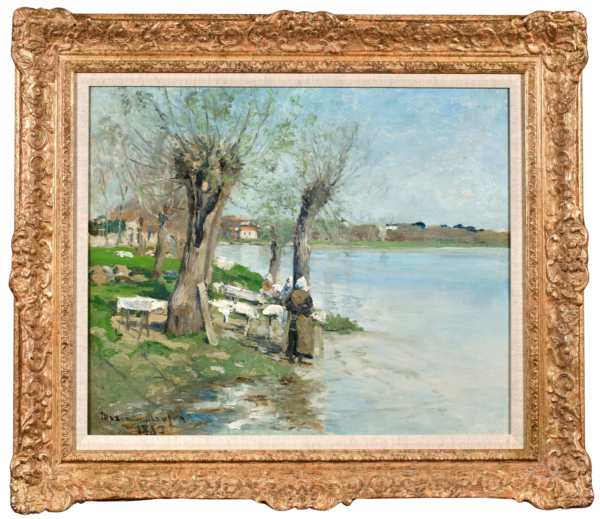 Lavandières au bord d’une rivière - Buy Fine Paintings Online