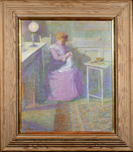 Embroidering in the dining room at Giverny - Buy Fine Paintings Online