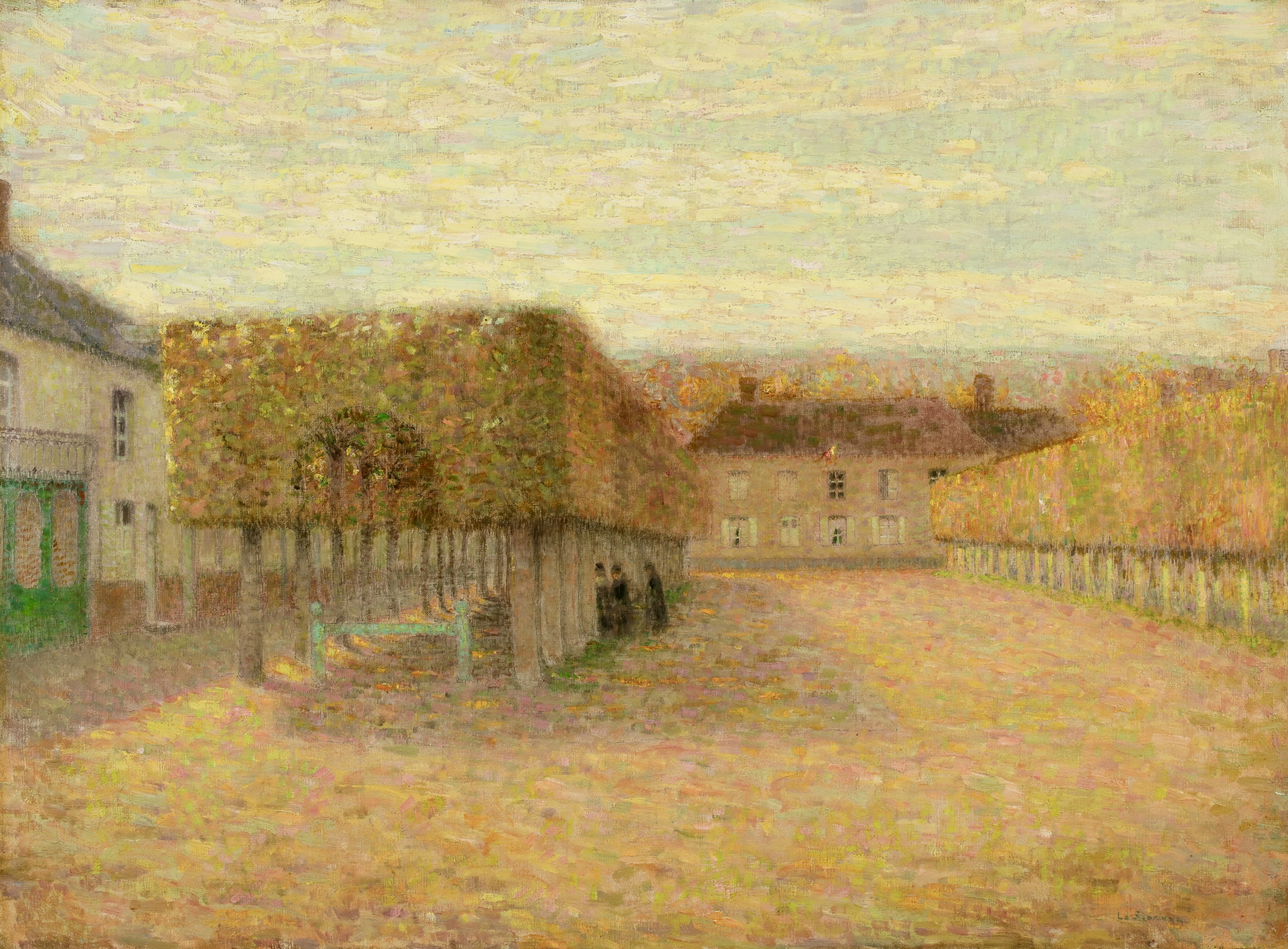 Les Arbres Taillés - Songeons - original 1901 oil on canvas painting by Henri Le Sidaner