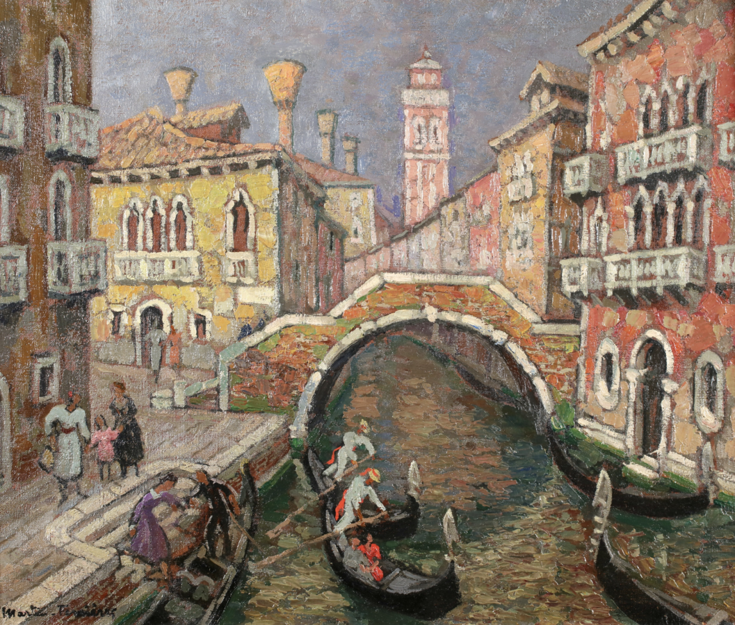 Gondoliers sur un canal – Venise - Buy Fine Paintings Online