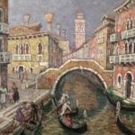 Gondoliers sur un canal – Venise thumbnail