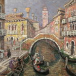 Gondoliers sur un canal – Venise thumbnail