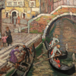 Gondoliers sur un canal – Venise thumbnail