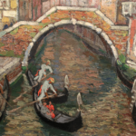 Gondoliers sur un canal – Venise thumbnail