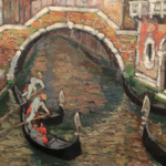 Gondoliers sur un canal – Venise thumbnail