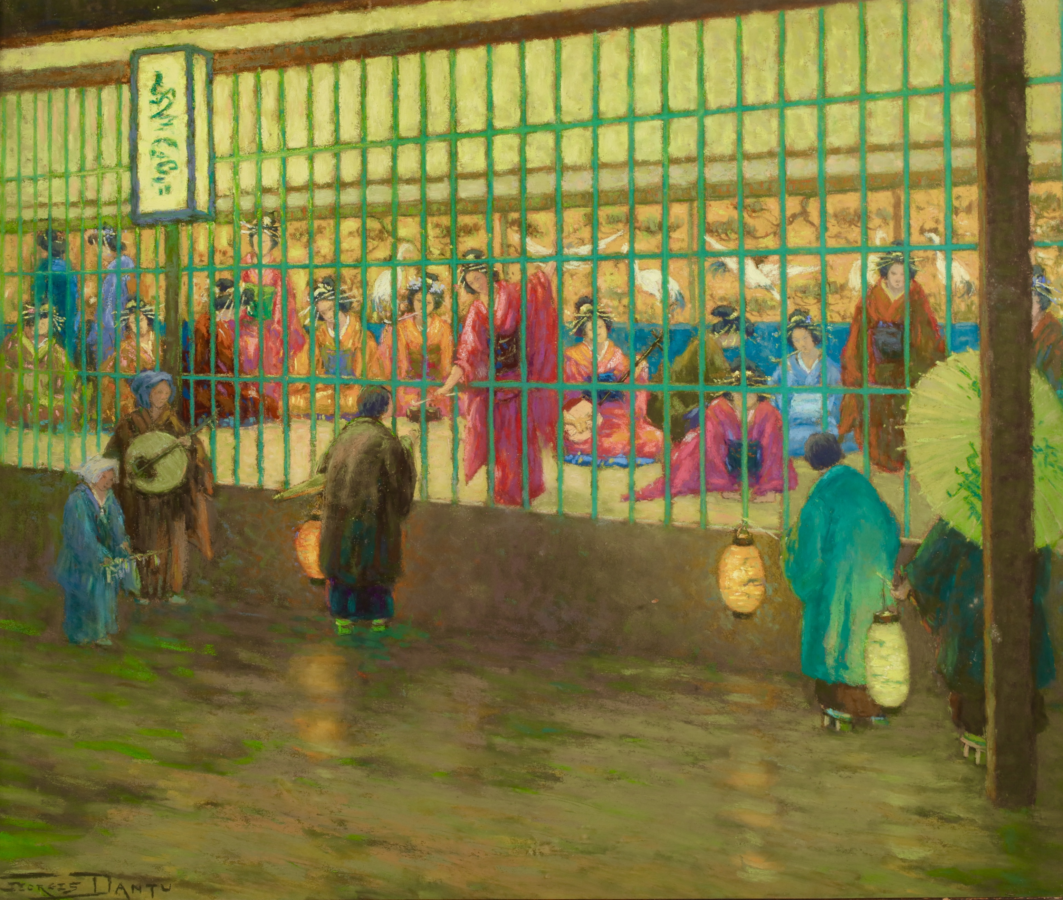 Soirée pluviese au Yoshiwara – Japan - Buy Fine Paintings Online