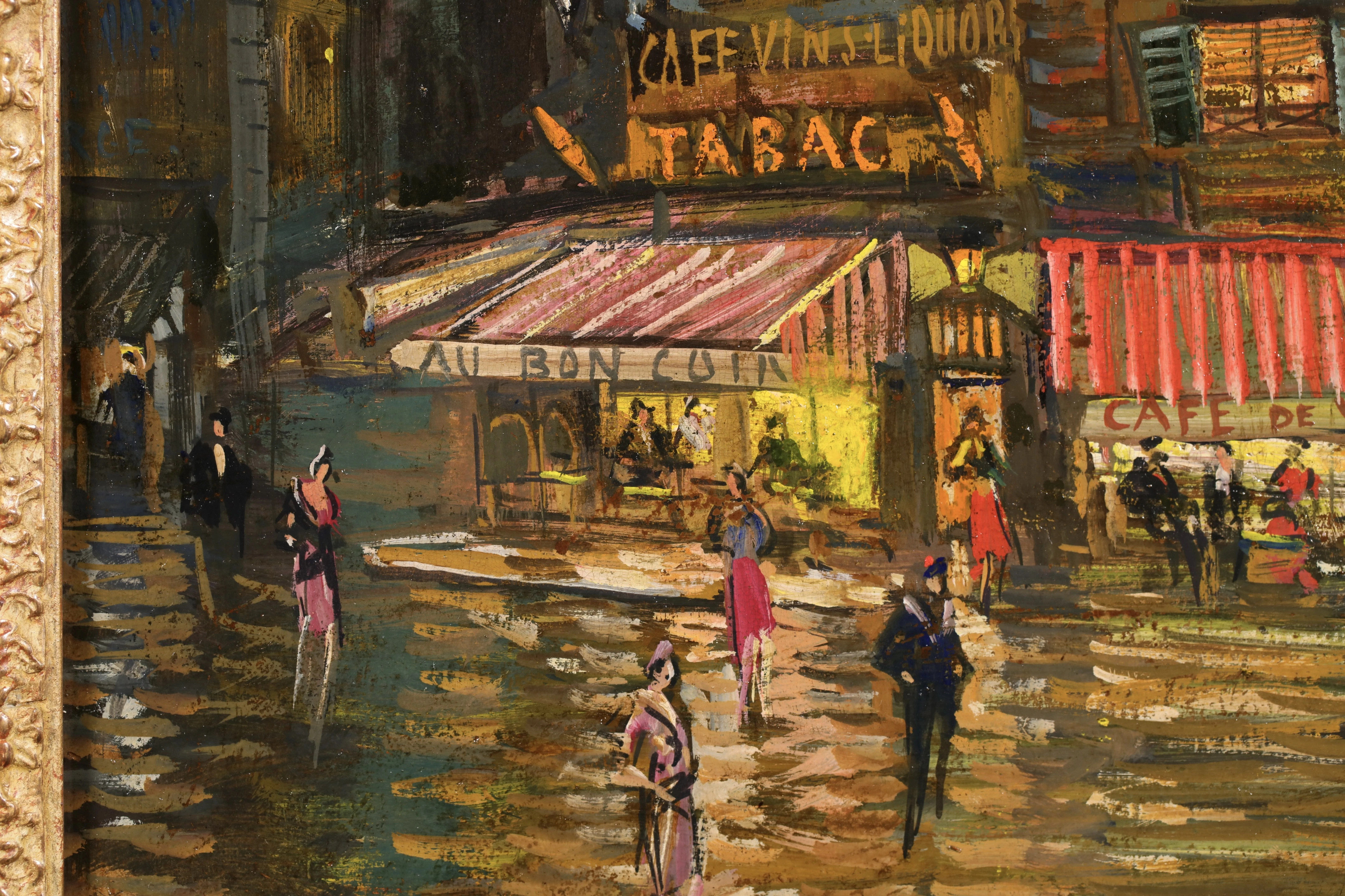 Original 1932 oil painting by Konstantin Korovin depicting Rue Venis at Night