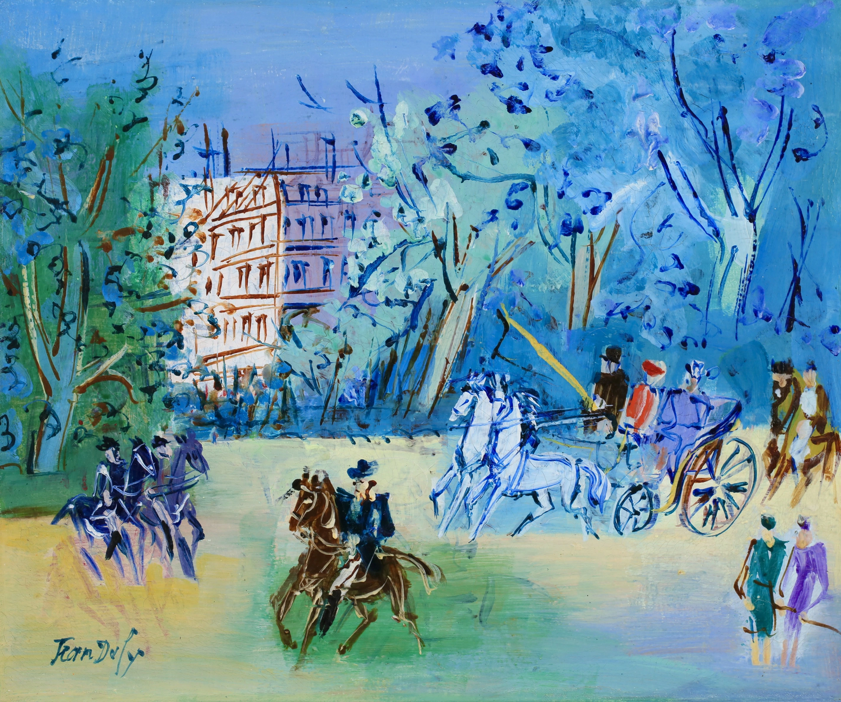Promenade au Bois de Boulogne original oil painting by Jean Dufy
