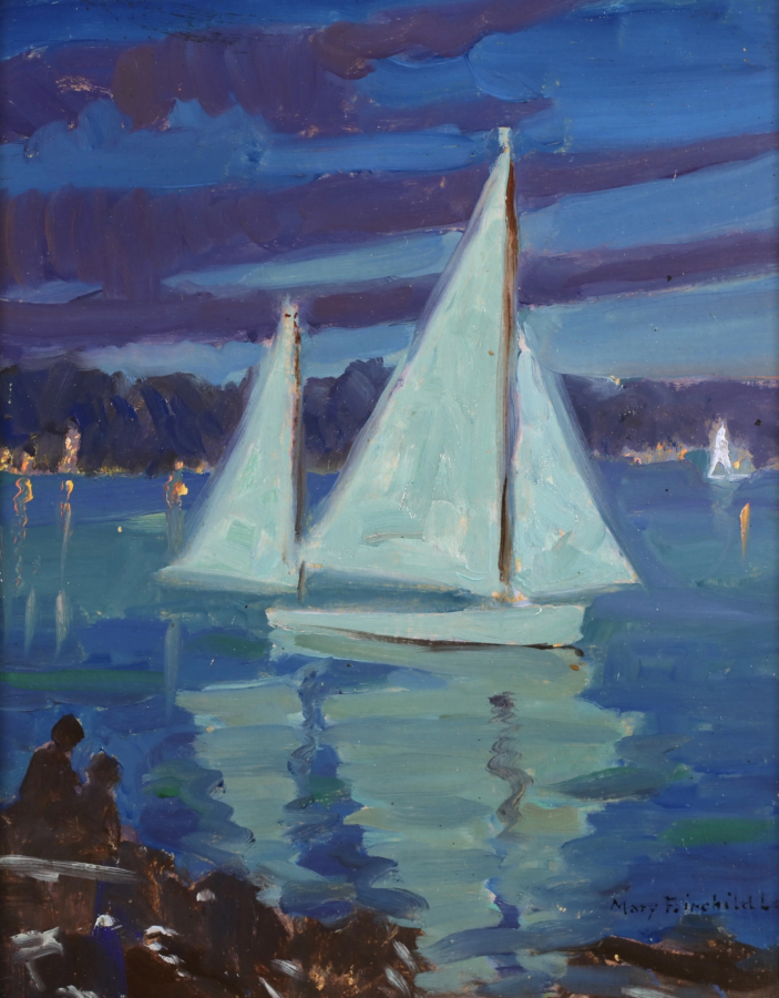 Gloucester Harbour, Massachusettes – Moonlight - Buy Fine Paintings Online