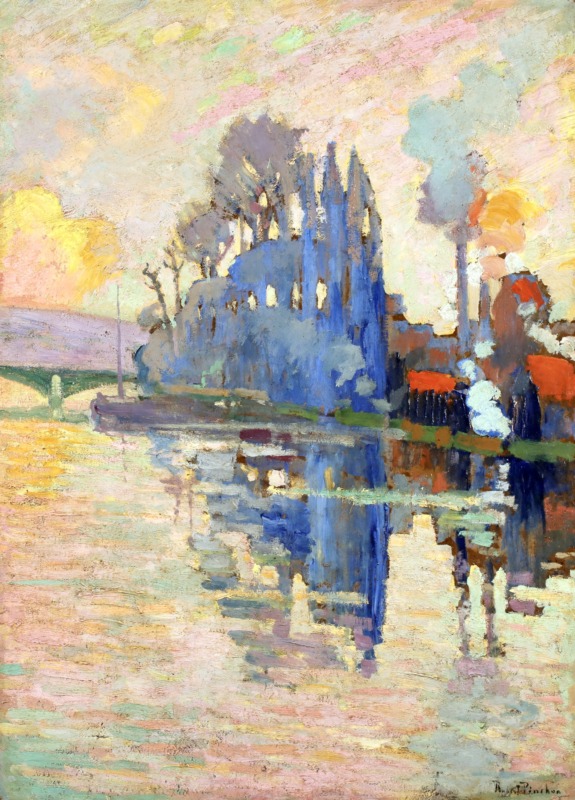 Usine sur Île Lacroix - Rouen original 1908 Fauve period painting by Robert Pinchon