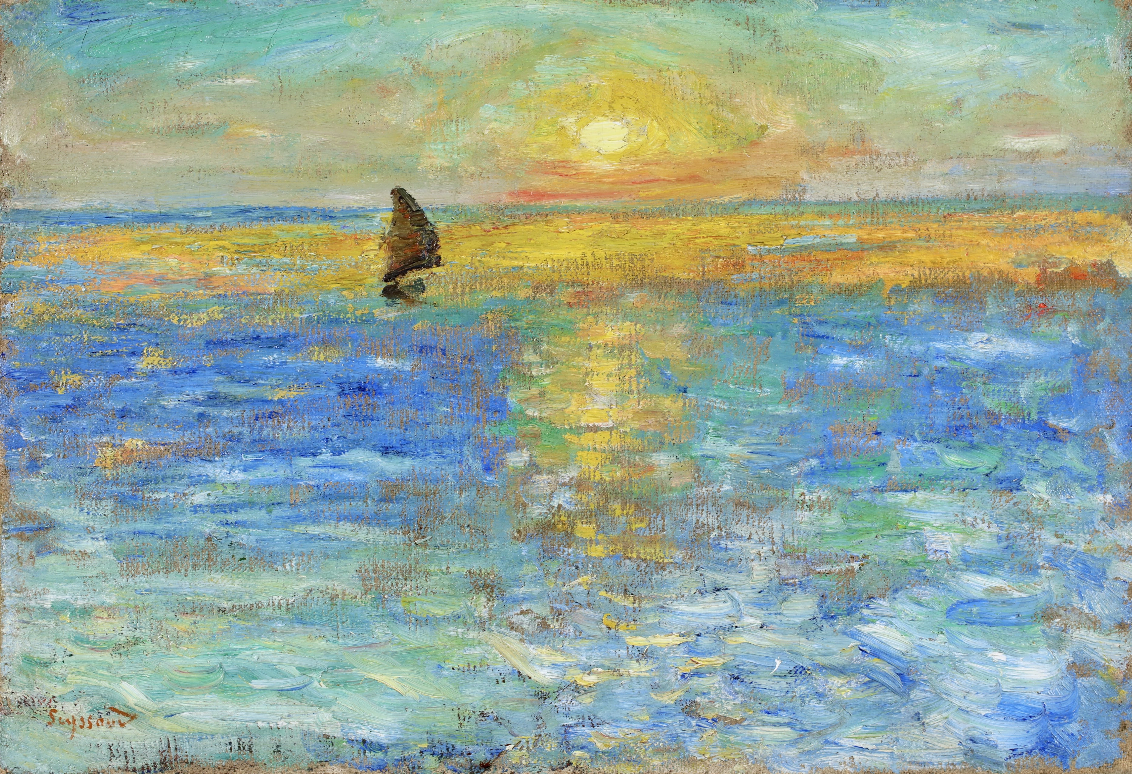 Rene Seyssaud 1896 oil on canvas - Coucher de Soleil - Agay