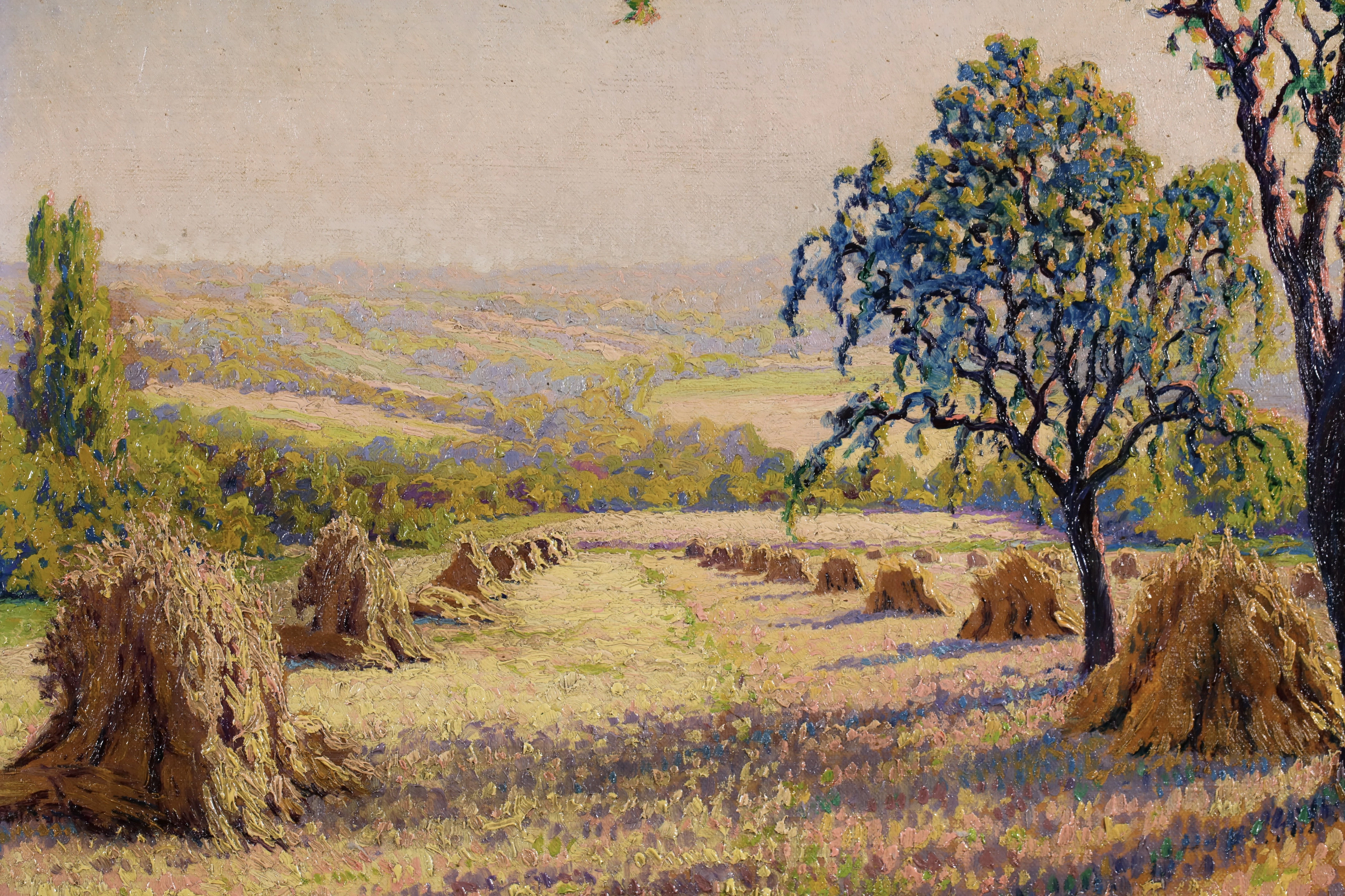 Les Moissons original 1913 oil painting by Gustave Cariot