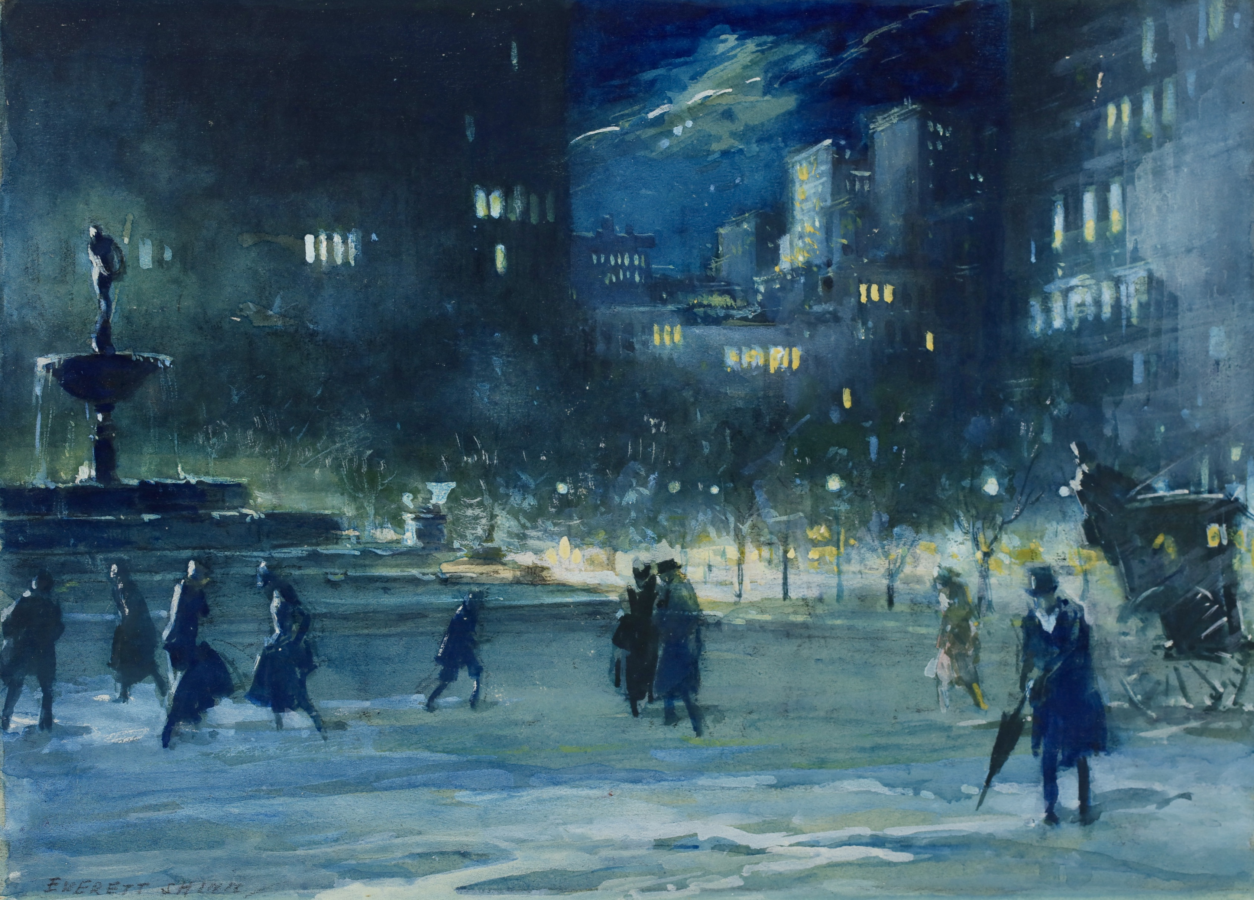 The Pulitzer Fountain by Night, Grand Army Plaza, New York - Buy Fine Paintings Online