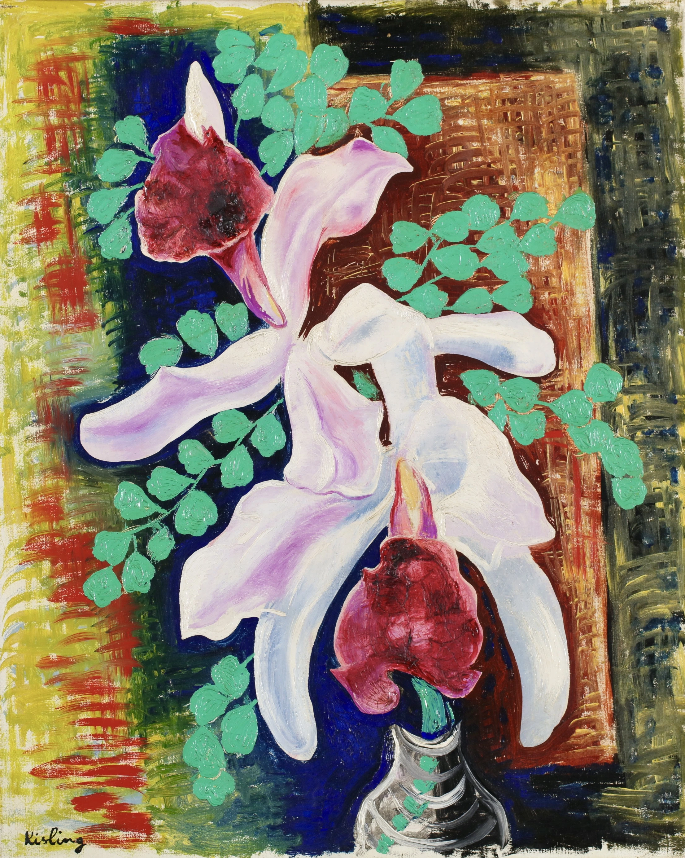 Moise Kisling original 1930 oil on canvas Les Orchidees