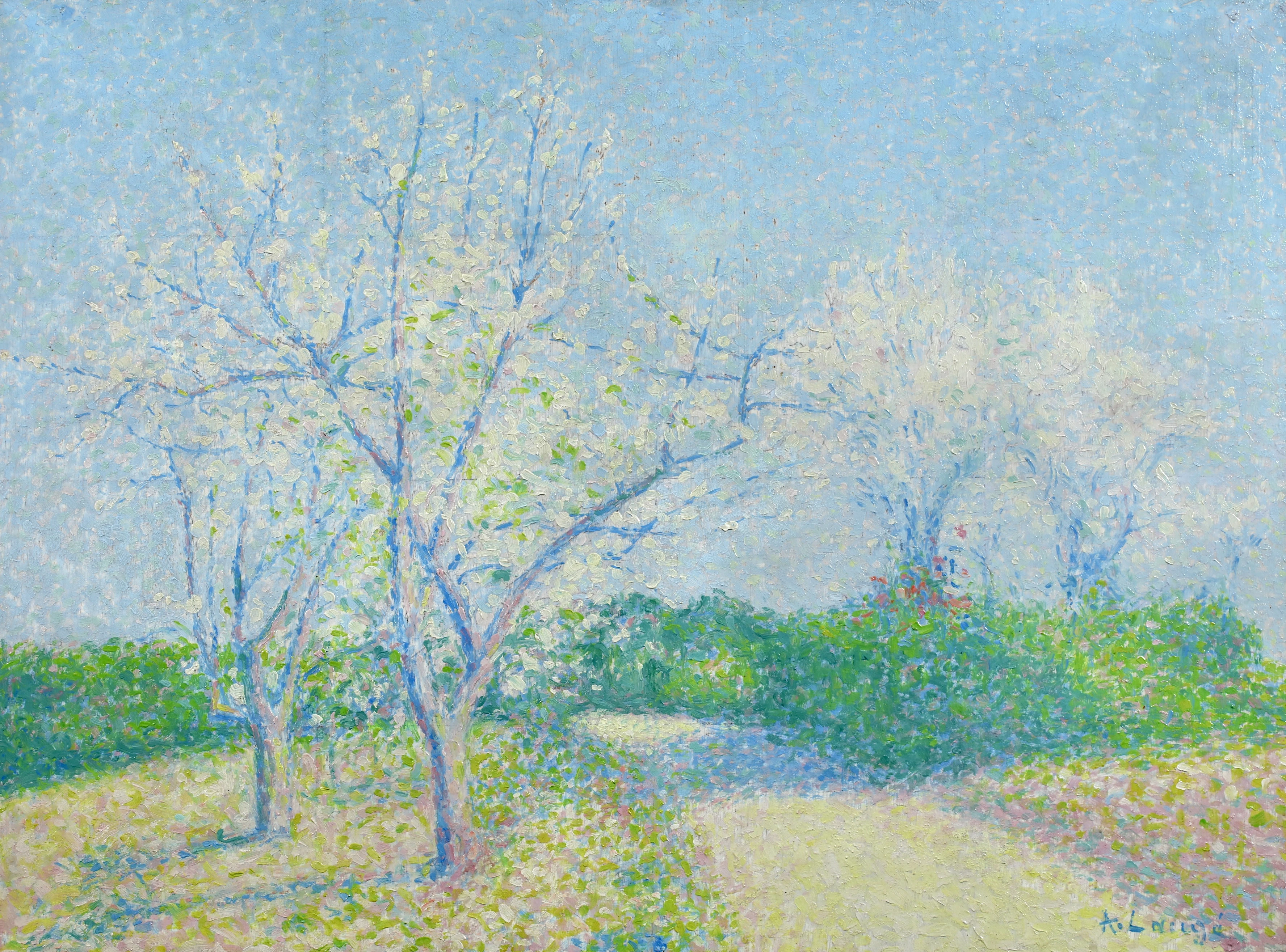 Achille Lauge original oil on panel - Arbres en Fleurs c. 1910
