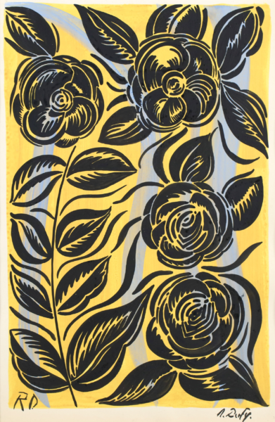 Roses noires sur fond jaune - Buy Fine Paintings Online