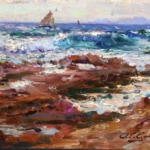 Mer bleue et rochers rouges thumbnail