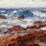 Mer bleue et rochers rouges thumbnail